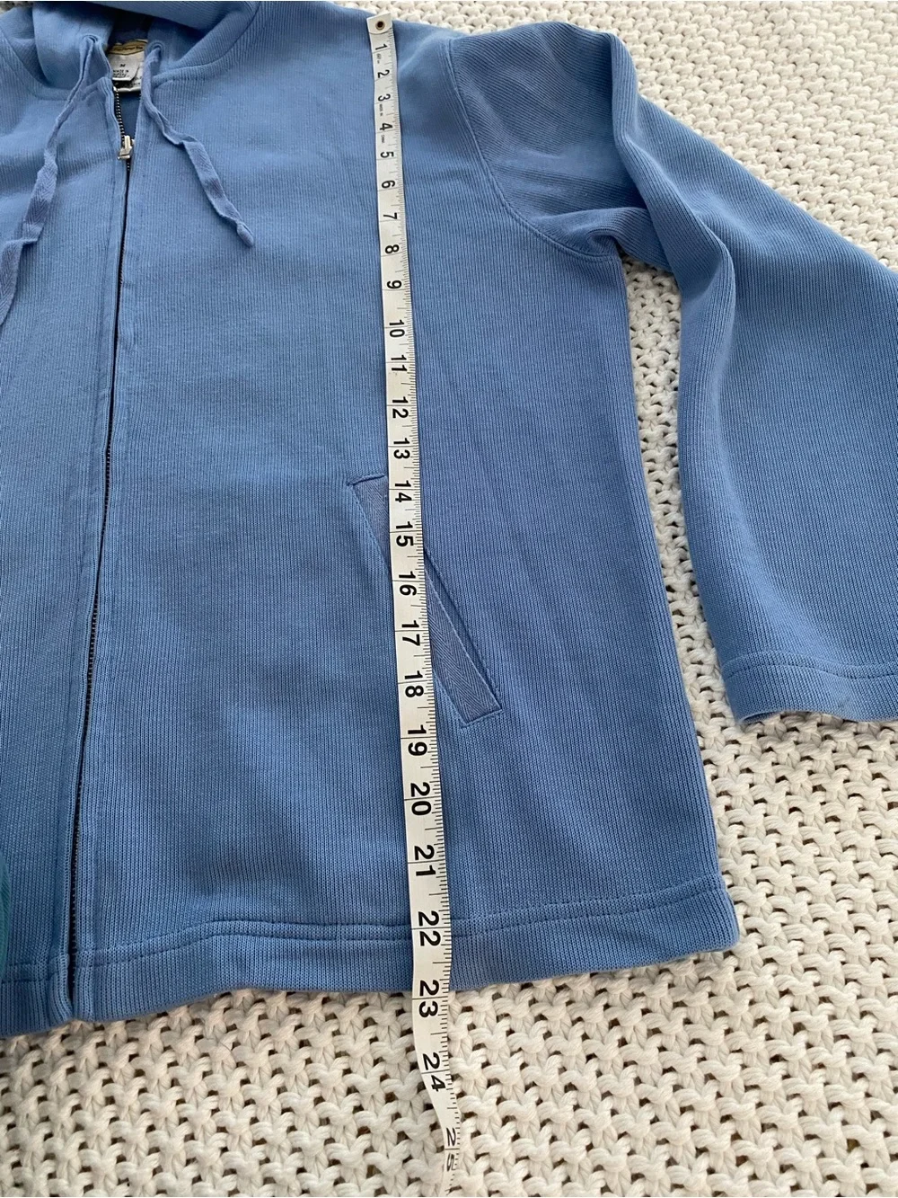 Talbots Periwinkle Blue Cotton Zip Hoodie with Hood